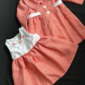 Bonnie Baby Orange and White Baby Dress Set 18 months